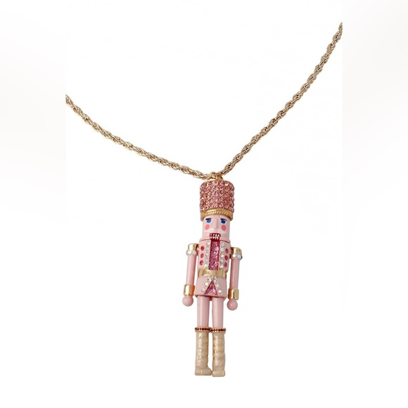 NWT Betsey Johnson Gold and Pink Nutcracker Pendant Necklace - Picture 3 of 4